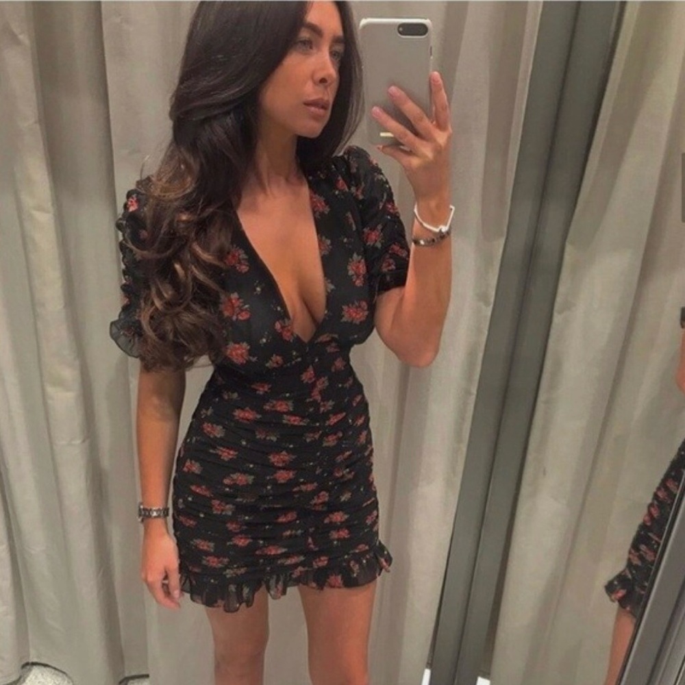 Zara Draped Printed Mini Dress